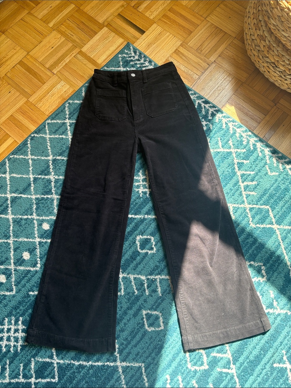 Rolla’s High Rise Wide Leg Black Corduroy Pants